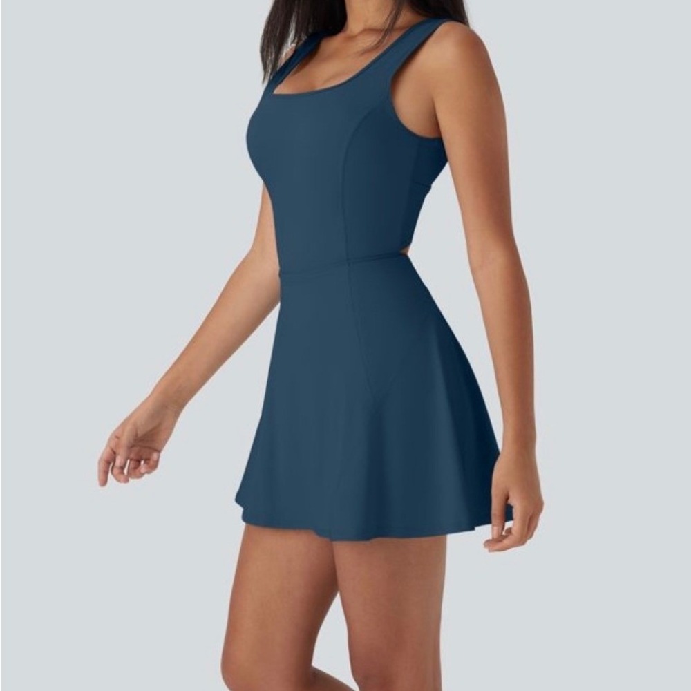 Sleeveless Navy Blue Fit & Flare Women's Dress